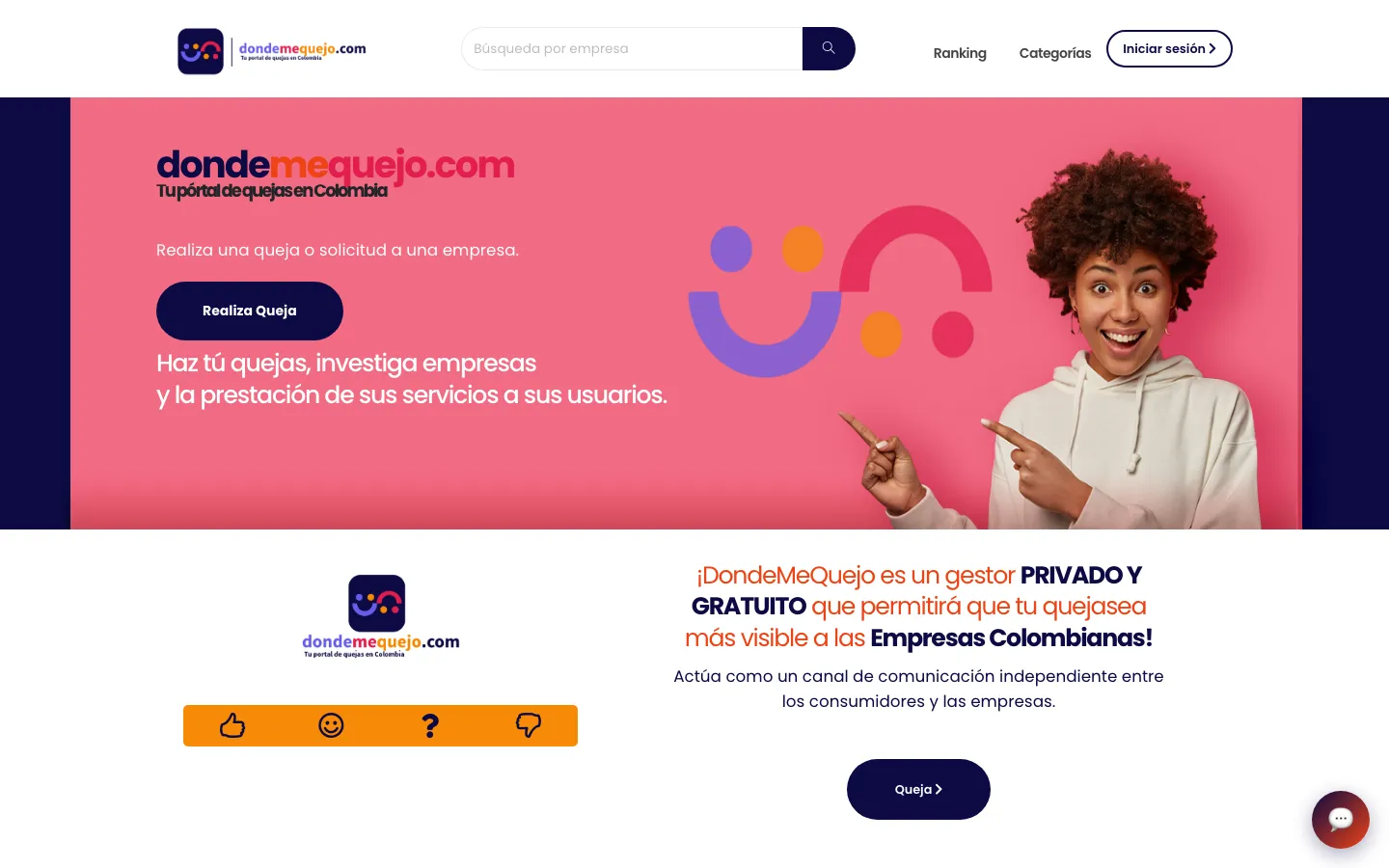 Captura de pantalla de dondemequejo.com